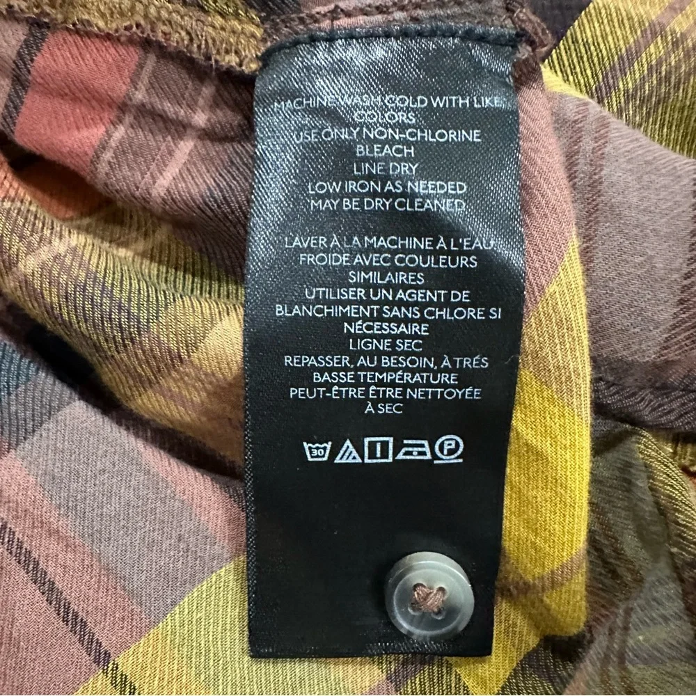 Anthropologie Pilcro Long-Sleeve Tiered High-Low Dress Fall Plaid Collar Boho M - Picture 6 of 9